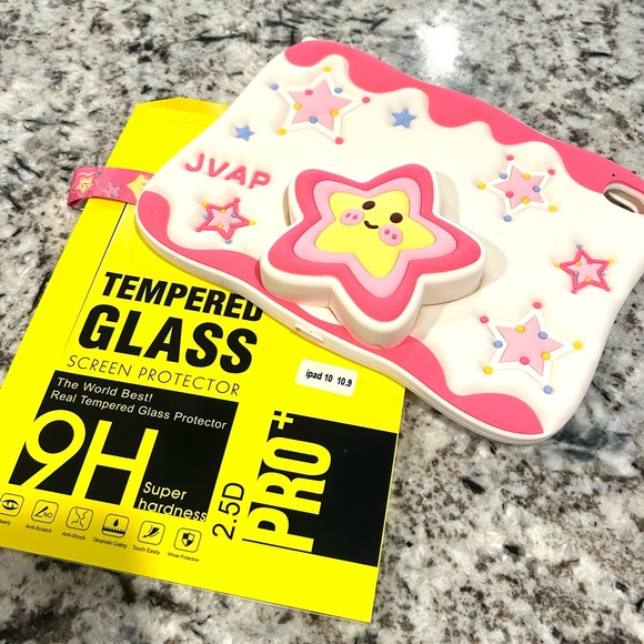 Source Unknown Other - NWT Smiling Star TabletCase iPad 10 & Screen Protector Tempered Glass Silicone